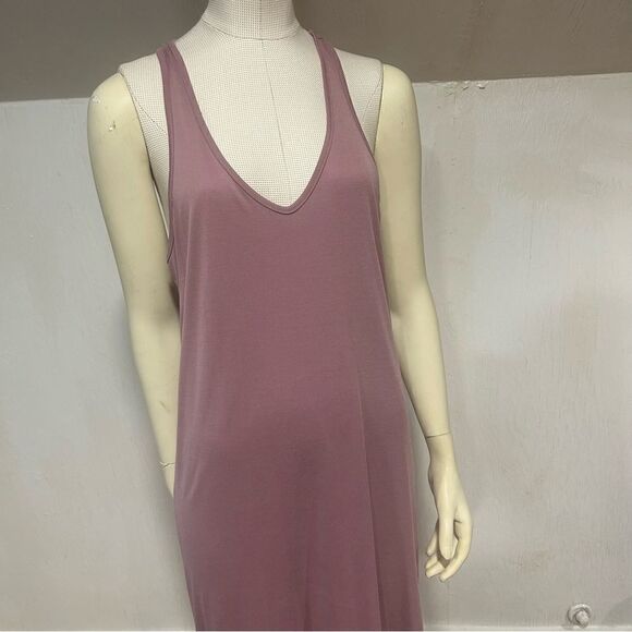 Revolve Mod Ref Deep V Neck Twist racer back Mauve Sundress Midi Dress - Picture 7 of 15